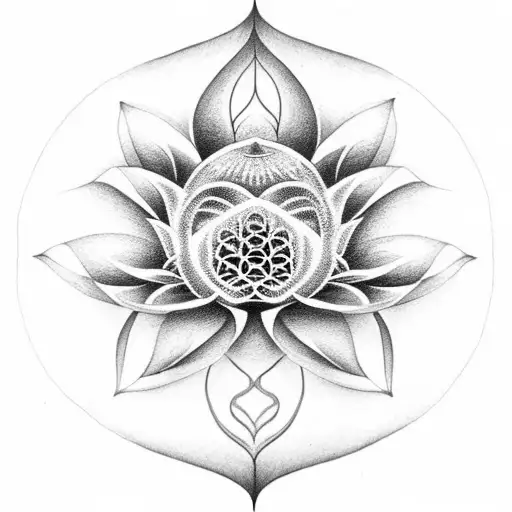 Lotus With Flower Of Life Anf Number 33