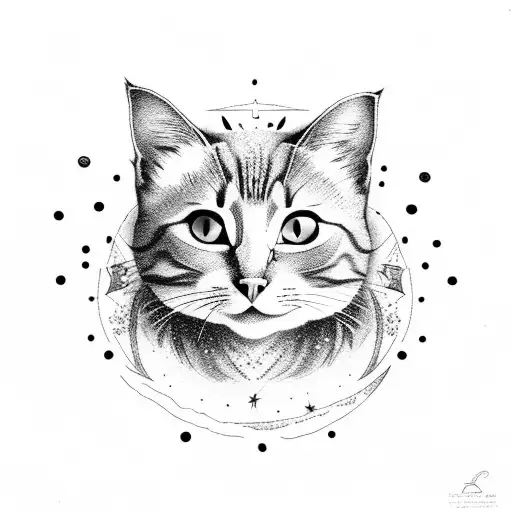 Mischievous Cat Playing With Stars On The Moon