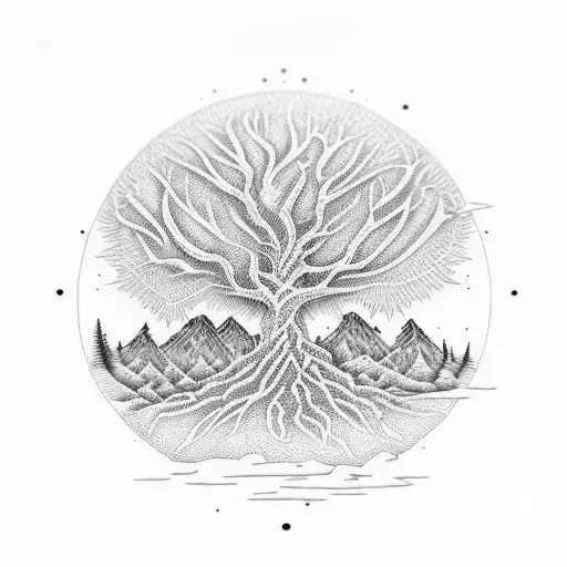 Fractal Sun Mountain Tree