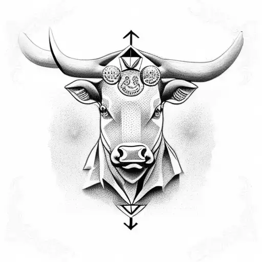 A Dotwork Tattoo Of A Stock Market Bull With Hidden Illuminati Symbols Within Its Body