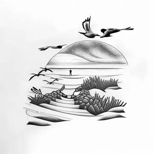 Beach Heaven Stairs Sunset Birds