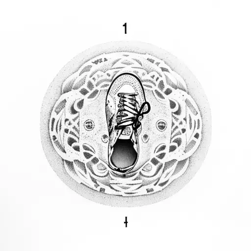 A Dotwork Tattoo Of A Soccer Player Kicking A Ball With 17 Roses Surrounding Them