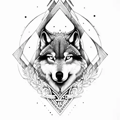 Forest Viking Runes Wolf