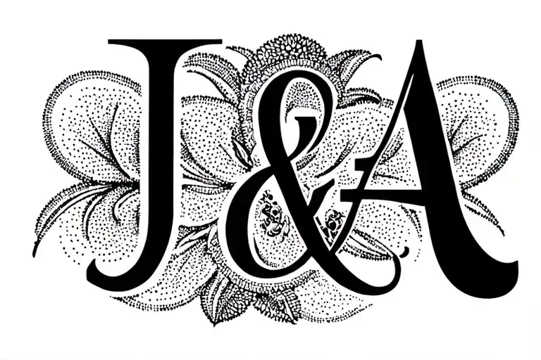 Letters J & A Black Grey