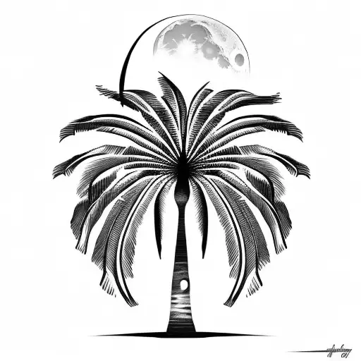 Palm Tree And Moon