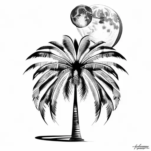 Palm Tree And Moon
