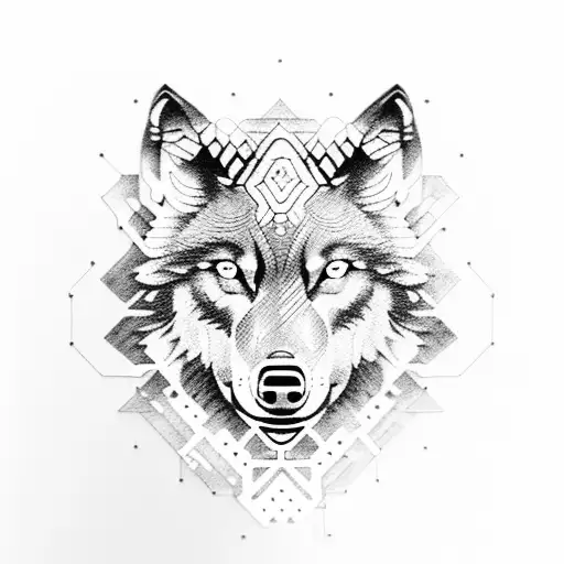 A Wolf With Circuit Board Patterns