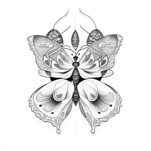 A Moth And A Butterfly Flying Together In Harmony