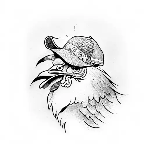 Rooster With Trucker Hat