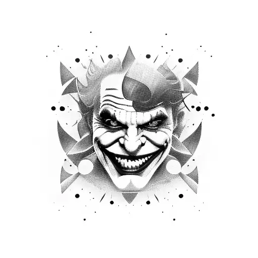 Abstract Composition Of Joker's Smile Using Card Symbols