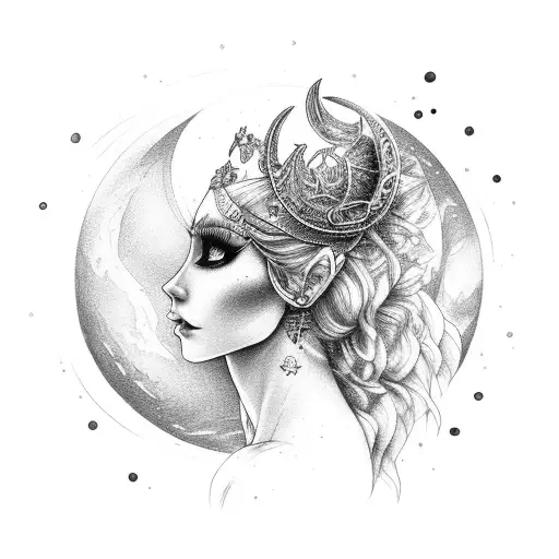 Moon Goddes Magical Fantasy Brave And Corageous Nordic Human Particular Features