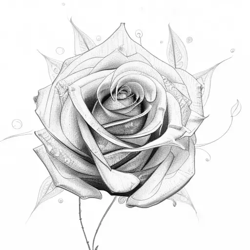 A Detailed Sketch Of A Rose With Intricate Linework