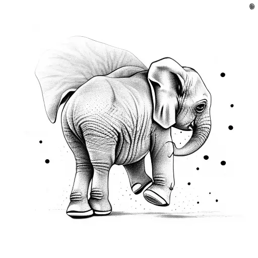 A Baby Elephant Walking On A Path Leading To A Heart-shaped World