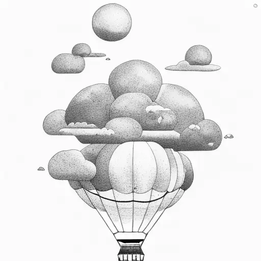 A Serene Ocean View From A Hot Air Balloon Floating Among The Clouds