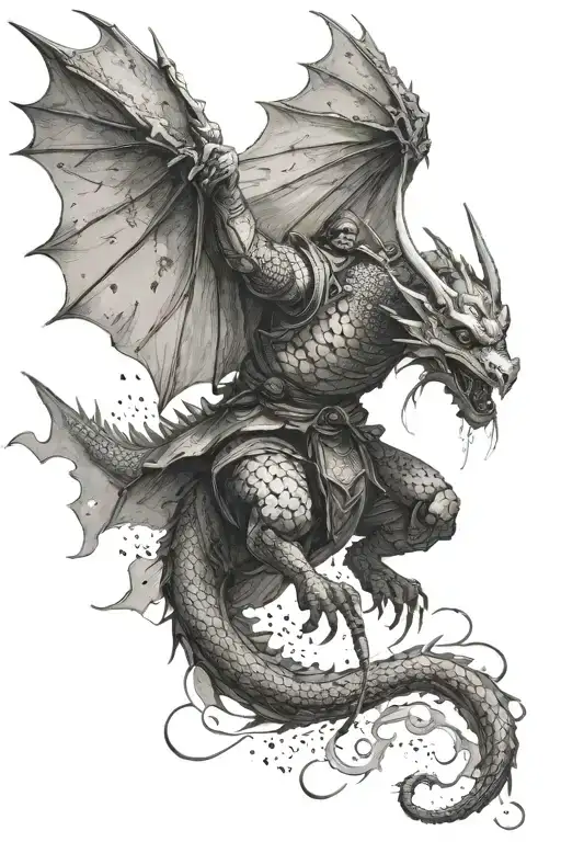 A Samurai Fly A Dragon Flying