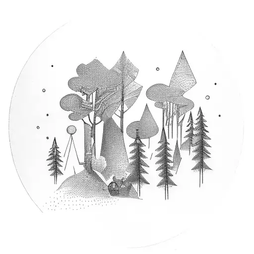 A Bicycle Wheel Rolling Through A Lush Forest With A Hidden Waterfall Peeking Through The Trees