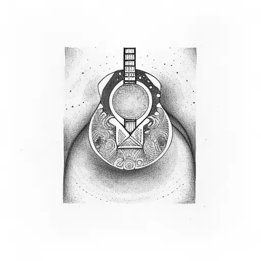 Tattoo Around The Guitar And A Universe In Space
