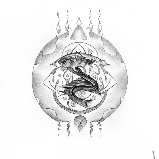 Water Totem With The Number 59 And Fish Cut