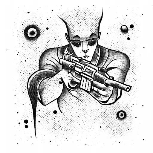 Comics Style Man With Gun