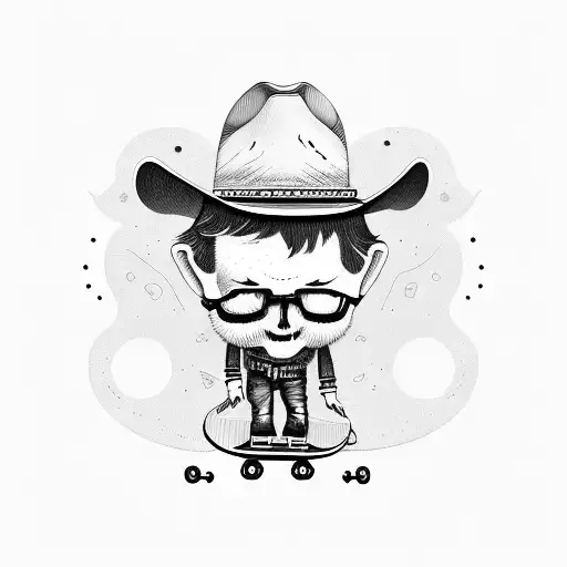 A Peanut With A Cowboy Hat Riding A Skateboard And Catching Waves