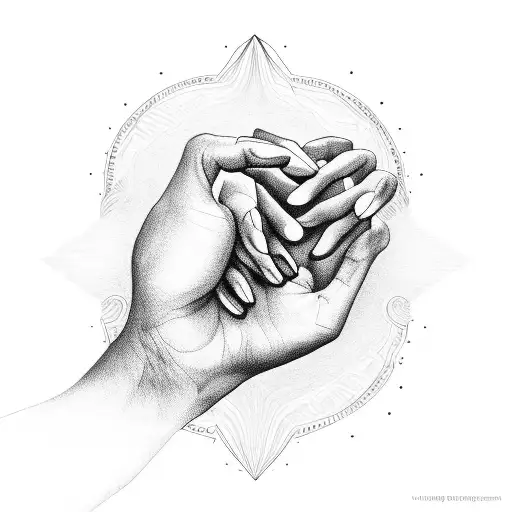 Hand Of Jesus Reaching Down To A Curly Haired Girl