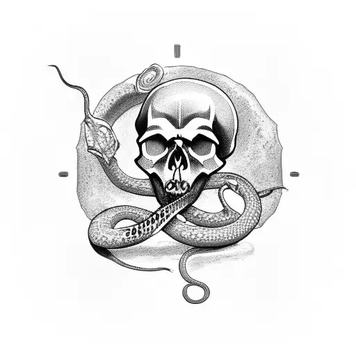 Skull With A Snake Going Through The Eyes
