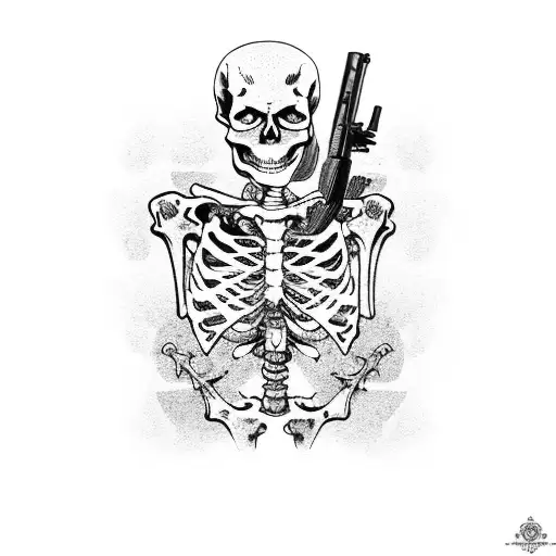 A Skeleton Mafia Boss With Guns