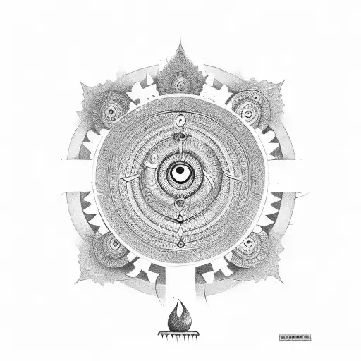 Hindu Mythology Tattoo With Sree Chakra On Biceps