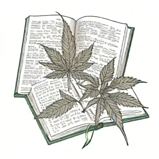 Pages Of A Book With Cannabis Leaves As Bookmarks