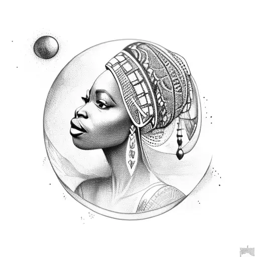 Queen African Lady Holding A Planet