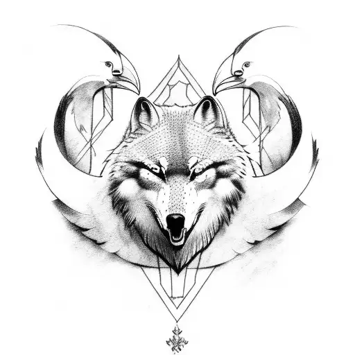 Odin With Ravens And Wolfs