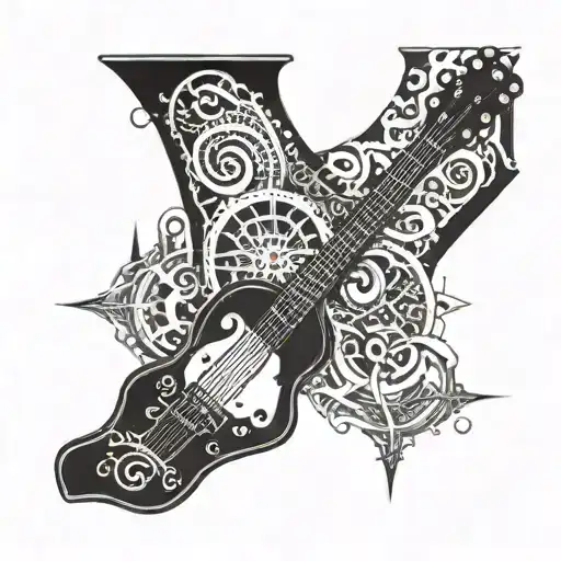 A Guitar Neck Morphing Into A Compass With Winding Roads As Strings