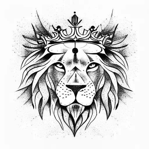 Lion With Crown And Fire