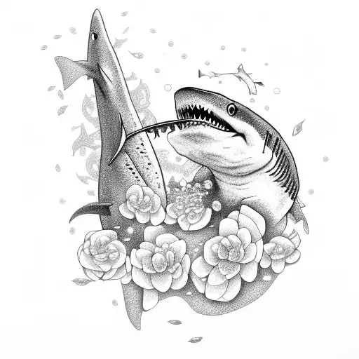Shark Minimalist Flowers