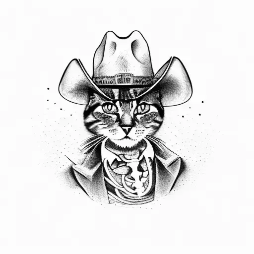 Draw A Cat In A Cowboy Hat And Half-skeleton Face In Frame Banner Wanted Dead Or Alive Poster