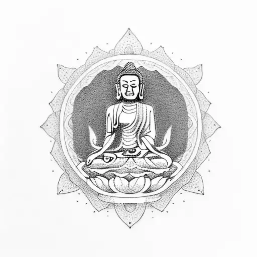 Minimilist Design Of Meditating Buddha