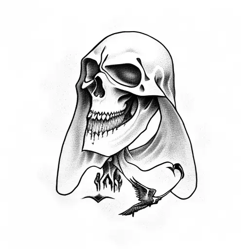 Grim Reaper With Scyth And Dove