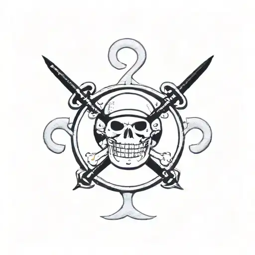 Jolly Roger One Piece Embroidered With Color