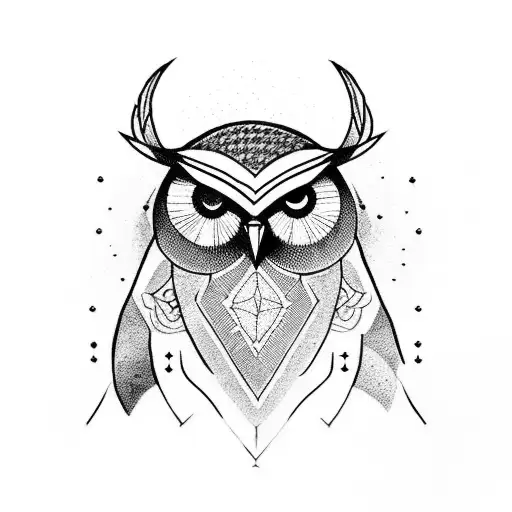 Arrow And Owl Colourful Tattoo For Leg