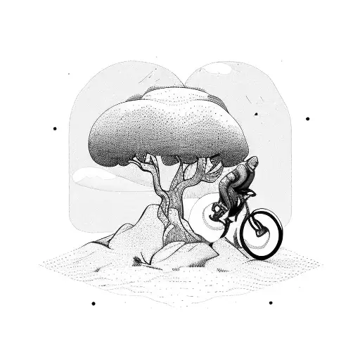 A Man With A Bike And A Camera In Centre Of The Forest For Fake A Photography