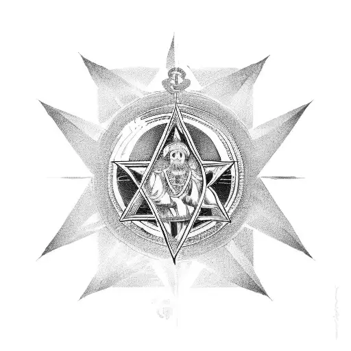 Saint Michael With Star Of David And Catholic Cross