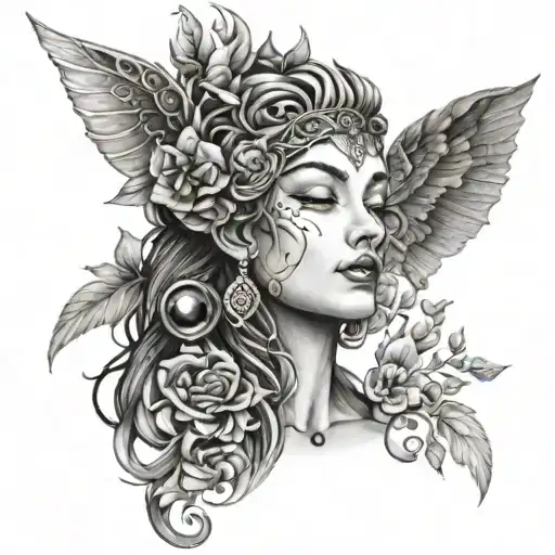 A Mother Goddess Inspired Tattoo Featuring Elements Of Mysticism