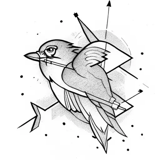 Four Arrows Try To Hit The Flying Eagle