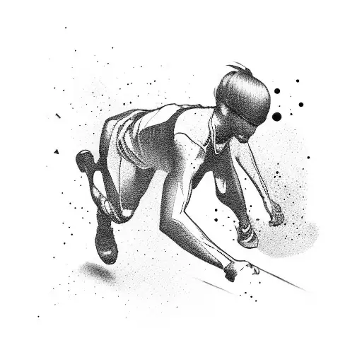 A Silhouette Of A Running Athlete With A Car Speeding Behind