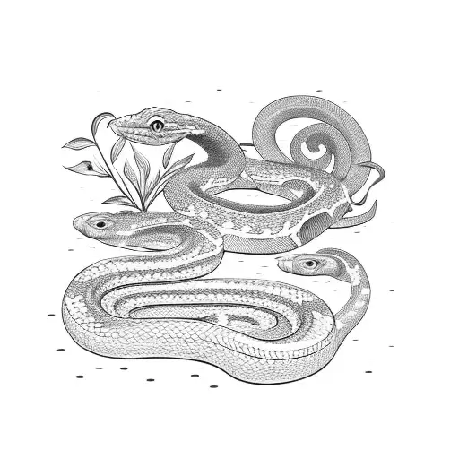 A Snake Slithering Through A Field Of Vibrant Flowers