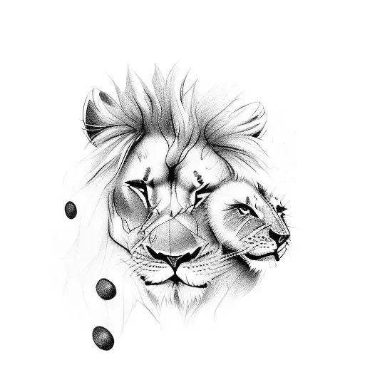 A Lion With 3 Small Lion Cubs