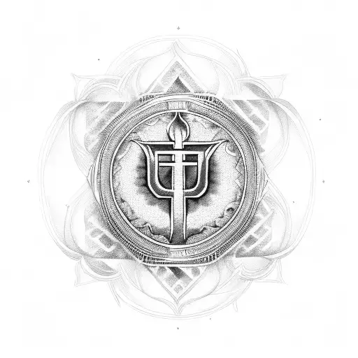 V Letter Merged With Hindu Religion Symbol