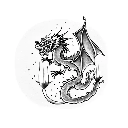 Dragon With Fireworks