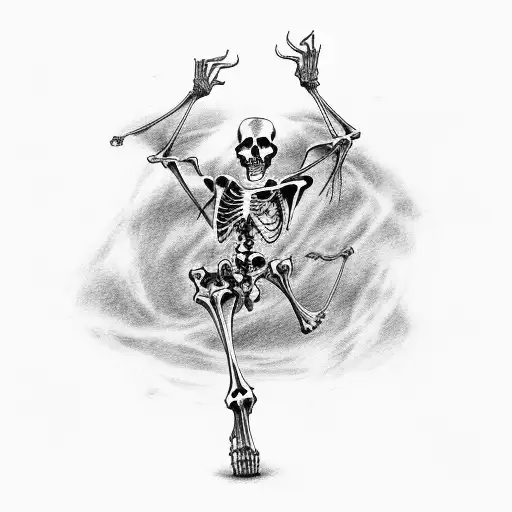 Grim Reaper Gracefully Dancing With A Skeletal Partner
