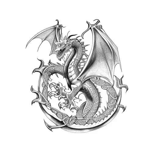 Celtic Dragon On Shoulder Flowing Across Back To Neck